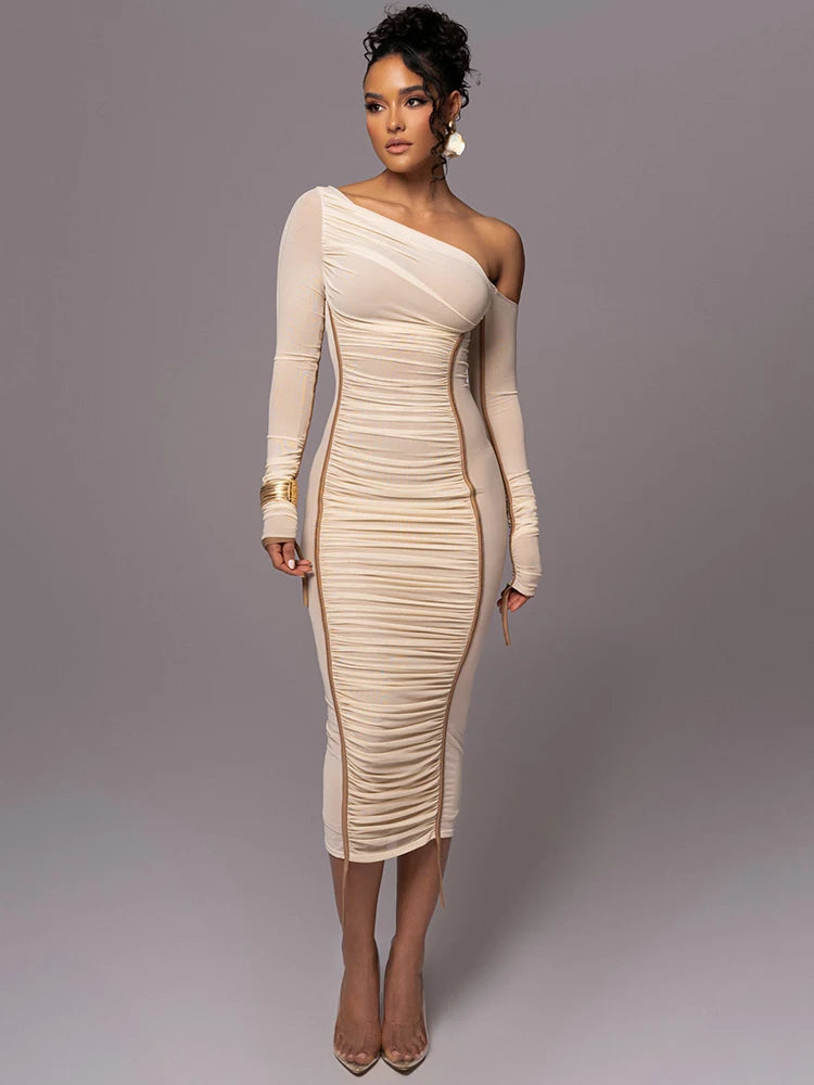 Vestido Longo Manga Comprida em Tule Modern Kyra