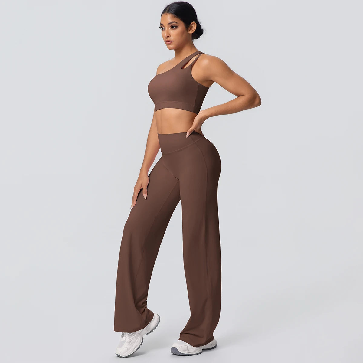 Conjunto Top Ombro Só com Sustentação e Calça Wide Leg Modern Motion