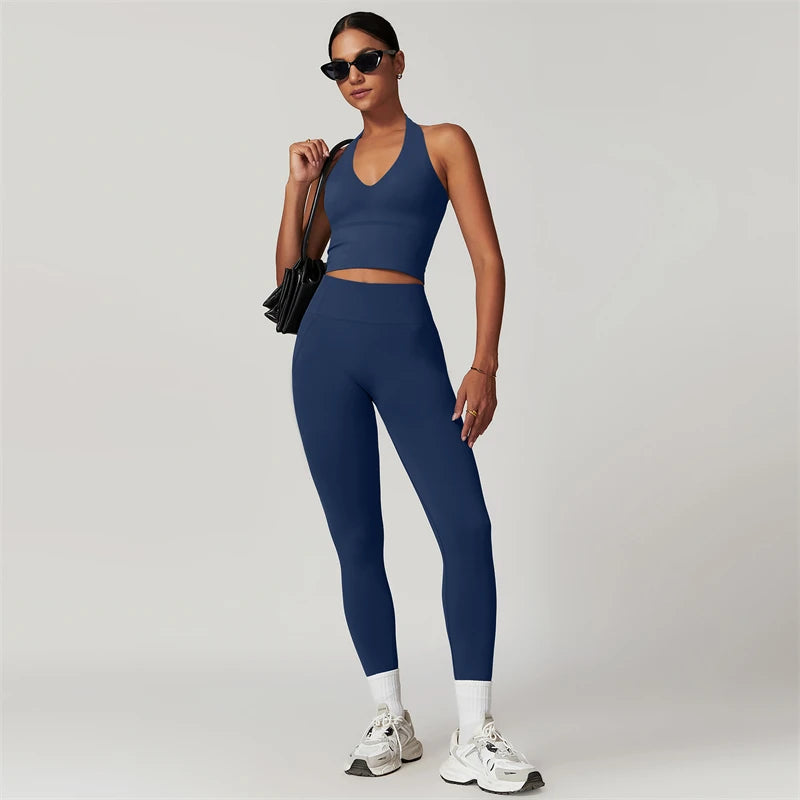 Conjunto Cropped Regata Push Up e Legging Modern Basic
