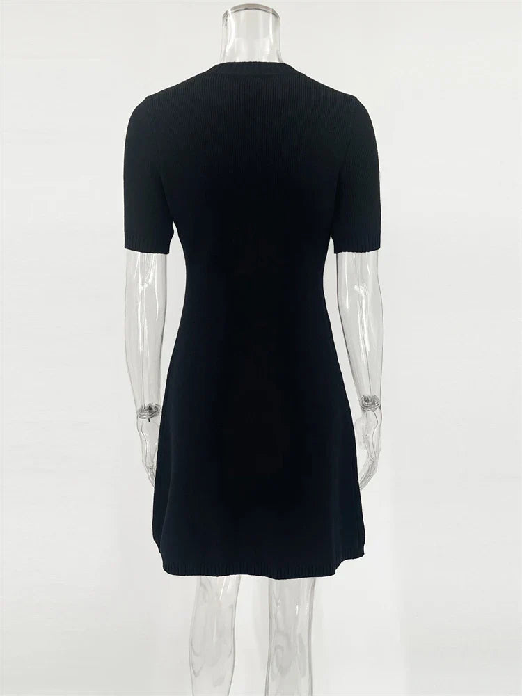 Vestido Curto Tricô com Botões Modern Imperial