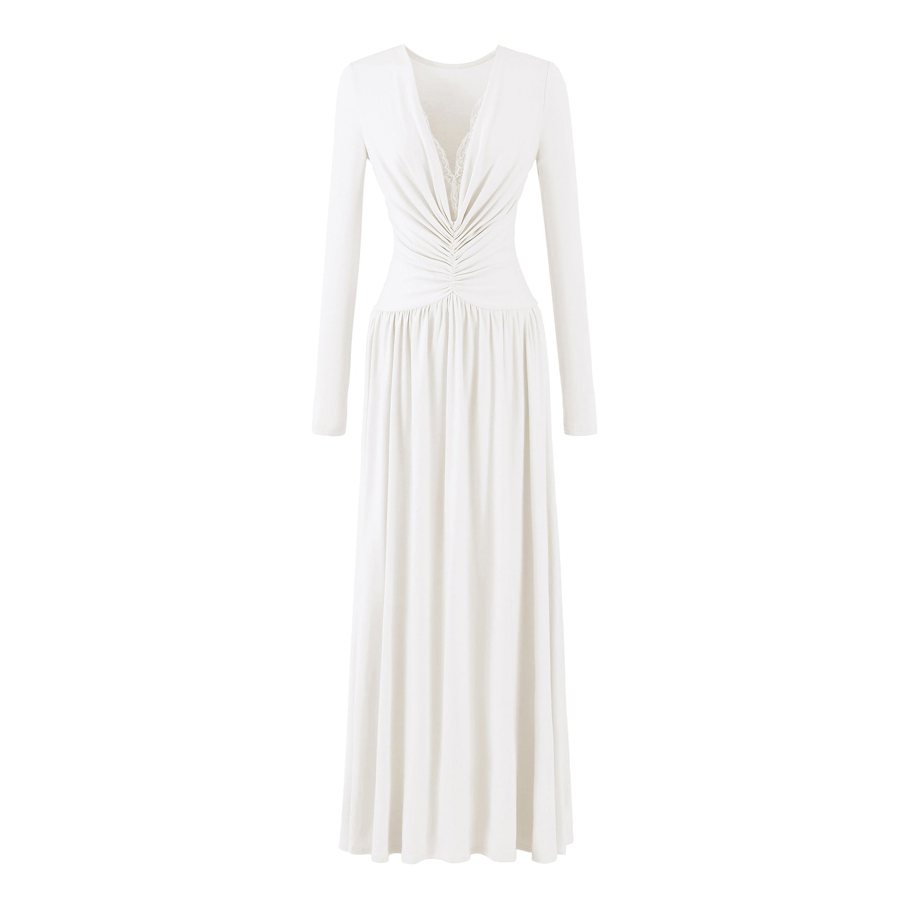 Vestido de Manga Longa Elegante Longo com Renda Modern Dyni