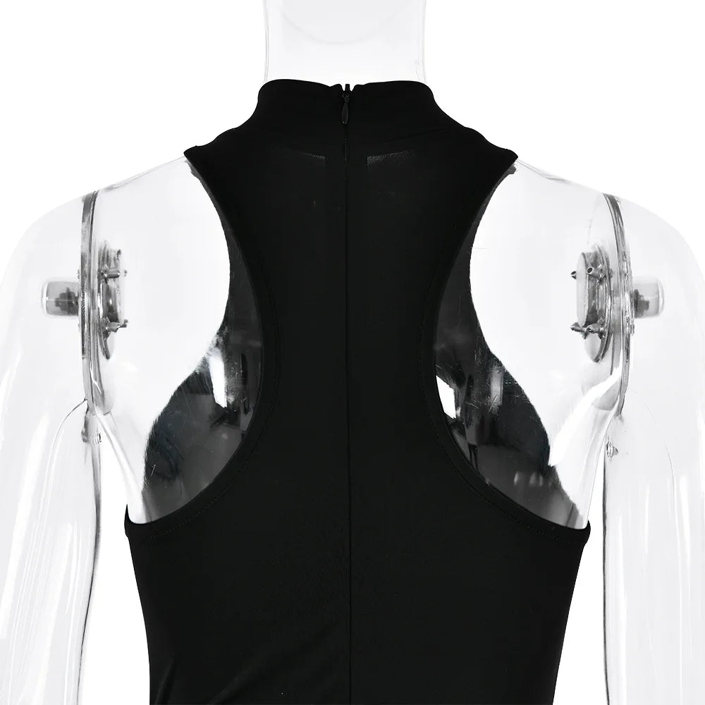 Vestido Longo Gola Alta sem Mangas Modern Hazel