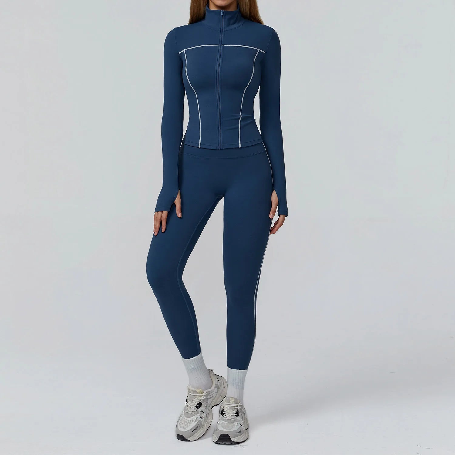 Conjunto Três Peças Jaqueta com Top Push Up e Calça Legging Modeladora Modern Style