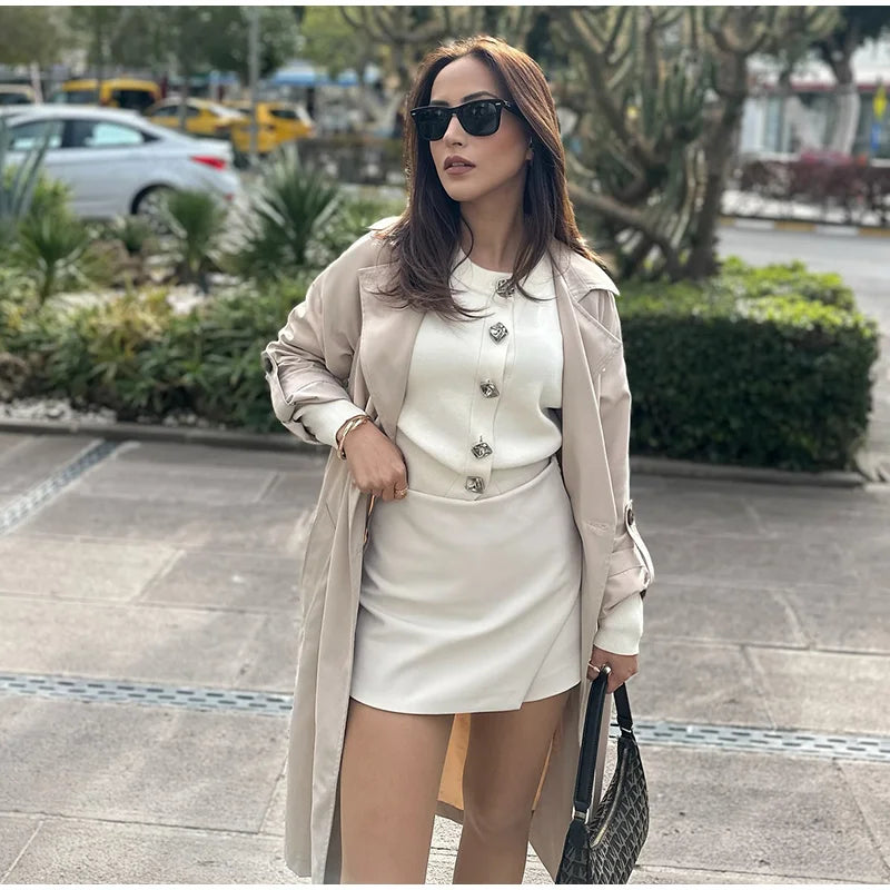 Conjunto Casaco Manga Bufante e Saia Curta Modern Mabel