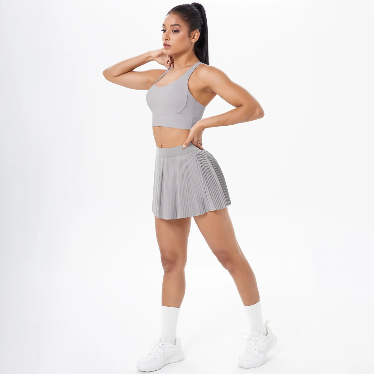 Conj Top e Saia Sob Shorts Modern Celeste