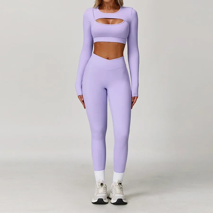 Top Manga Longa e Calça Legging Cós V Modern Flex