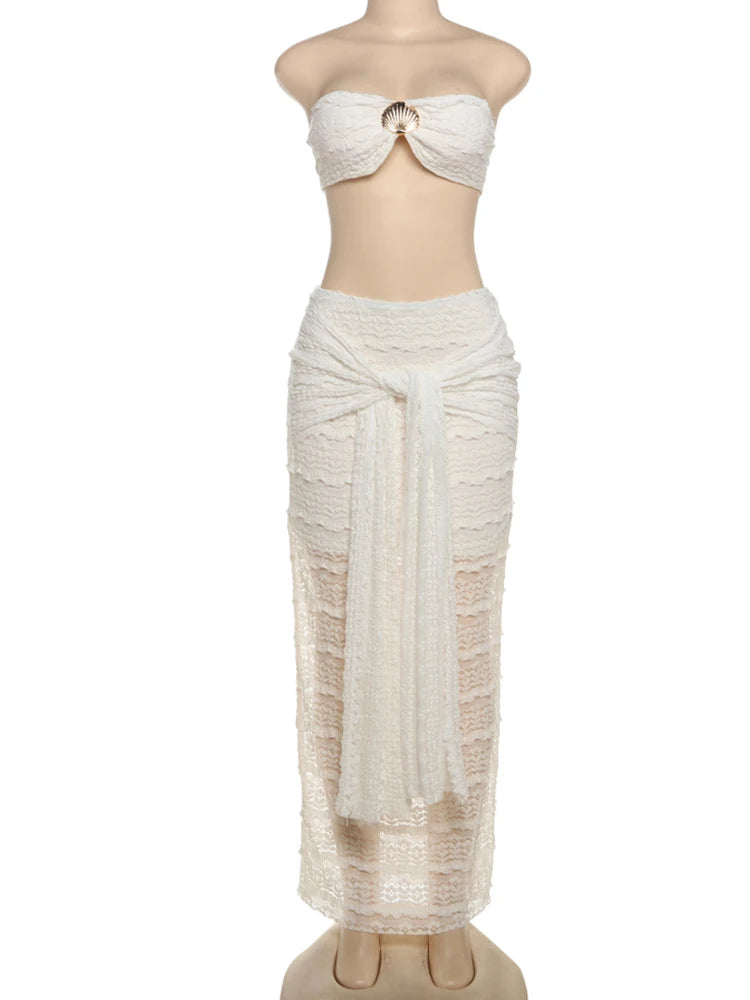 Conjunto Rendado Top e Saia Longa Modern Eden