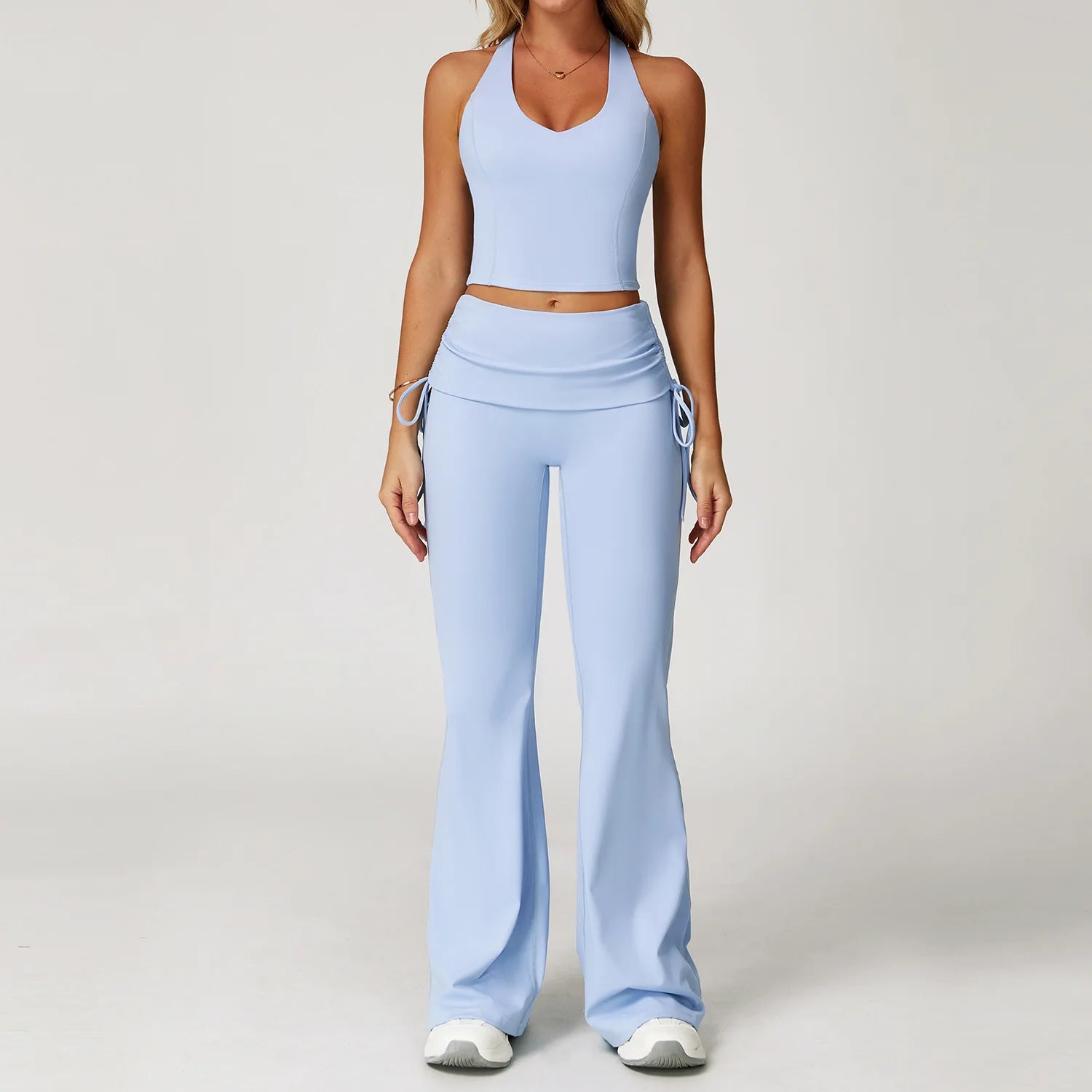 Conjunto Blusa Nadador e Calça Flare Cós dobrado com Regulagem Modern Louise
