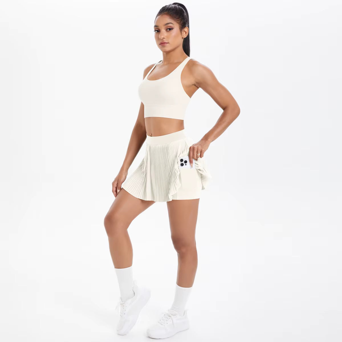 Conj Top e Saia Sob Shorts Modern Celeste