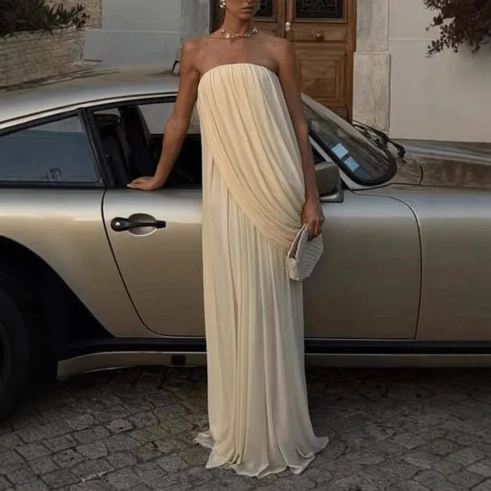 Vestido Longo Branco Sem Alças Modern Marie