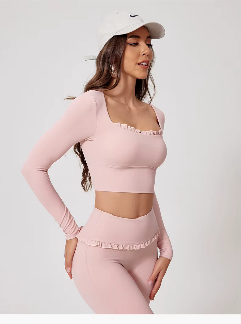 Conjunto Tendência Gringa Top Manga Longa e Calça Flare Modeladora Modern Fluffy