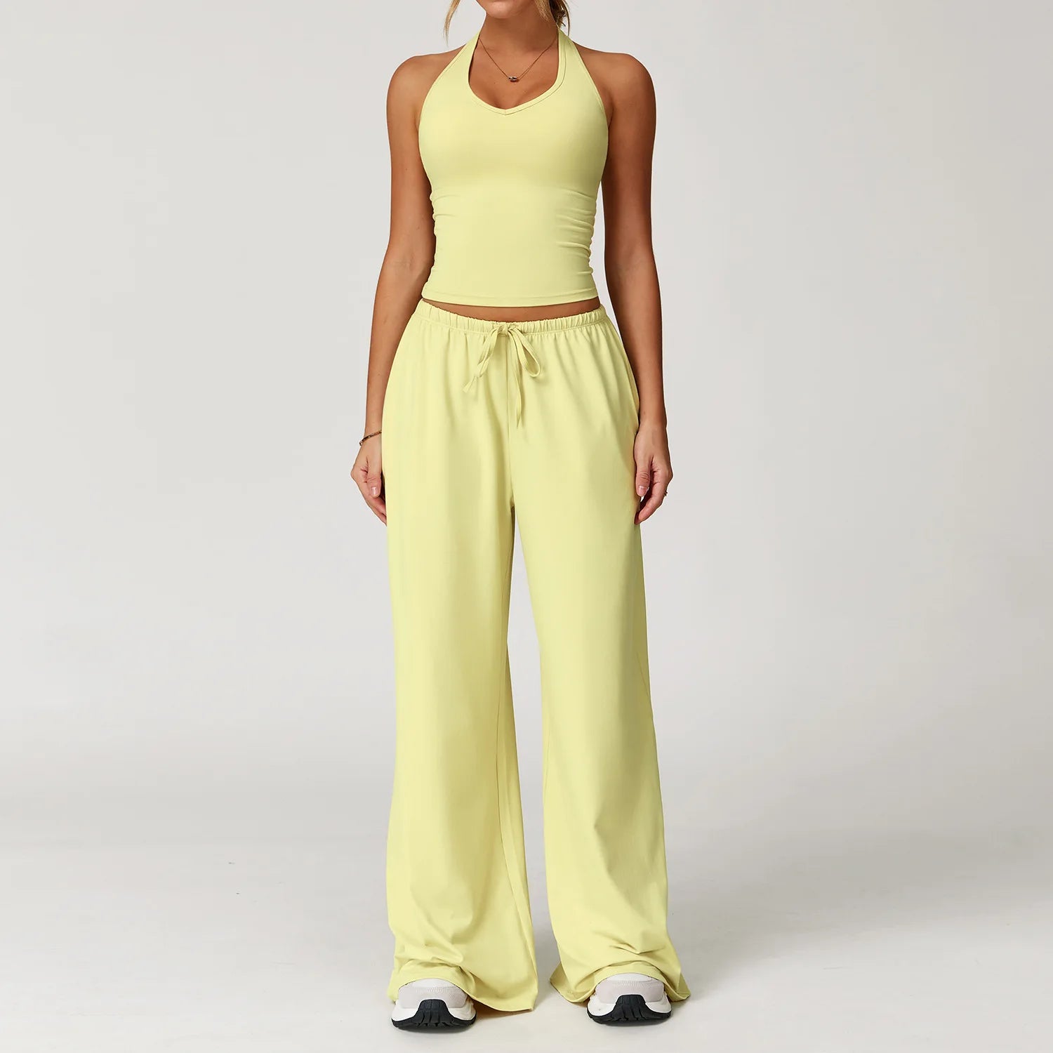 Conjunto Duas Peças Top Cropped e Calça Wide Leg Modern Comfy