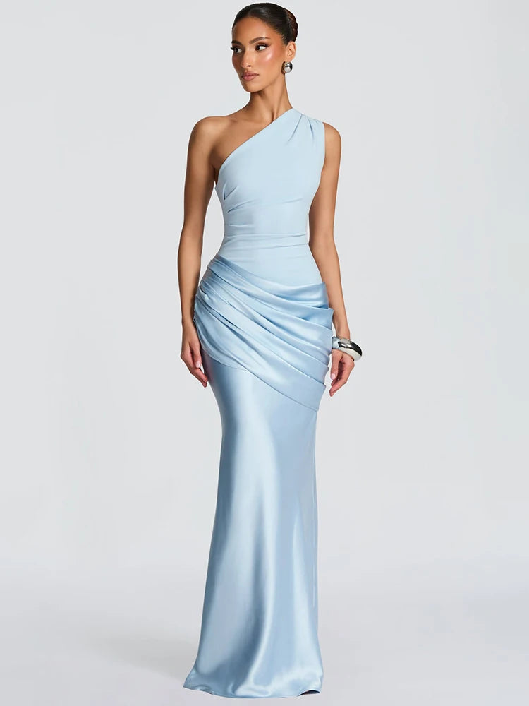 Vestido Longo Sereia em Cetim Modern Azura
