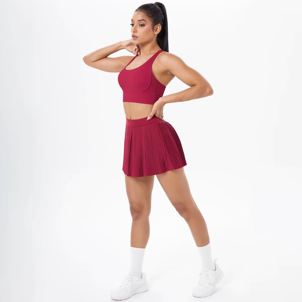 Conj Top e Saia Sob Shorts Modern Celeste