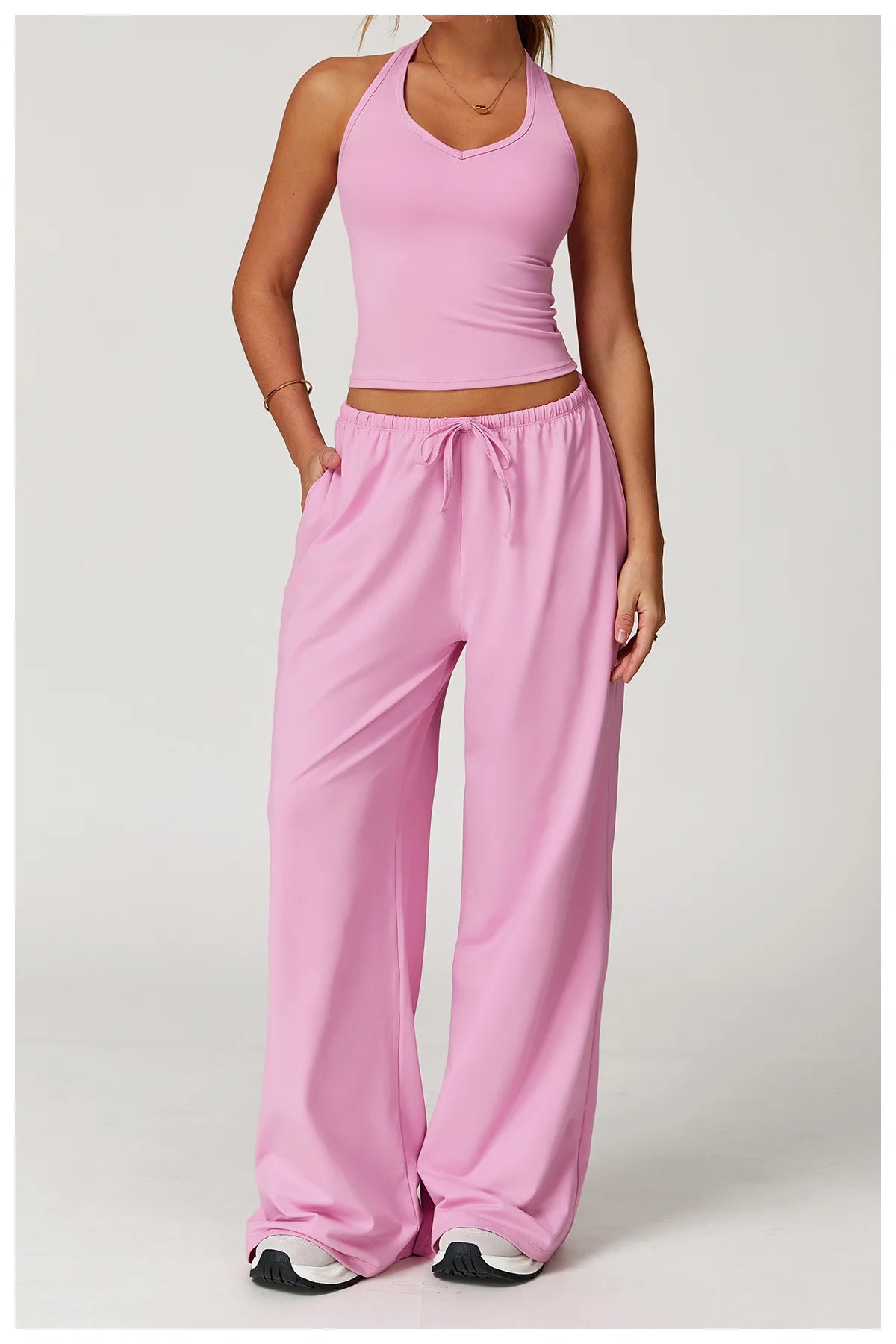 Conjunto Duas Peças Top Cropped e Calça Wide Leg Modern Comfy