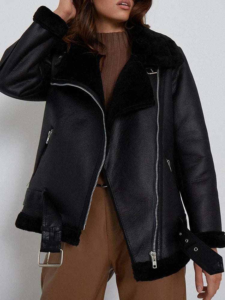 Jaqueta de Couro Peluciada Modern Niber
