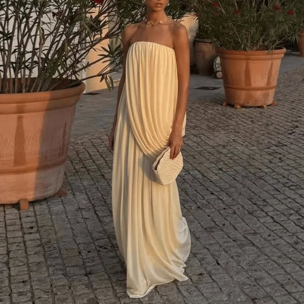 Vestido Longo Branco Sem Alças Modern Marie