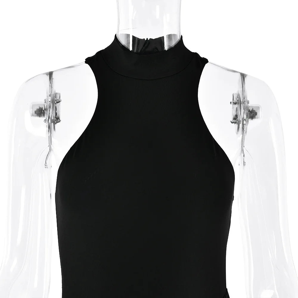 Vestido Longo Gola Alta sem Mangas Modern Hazel