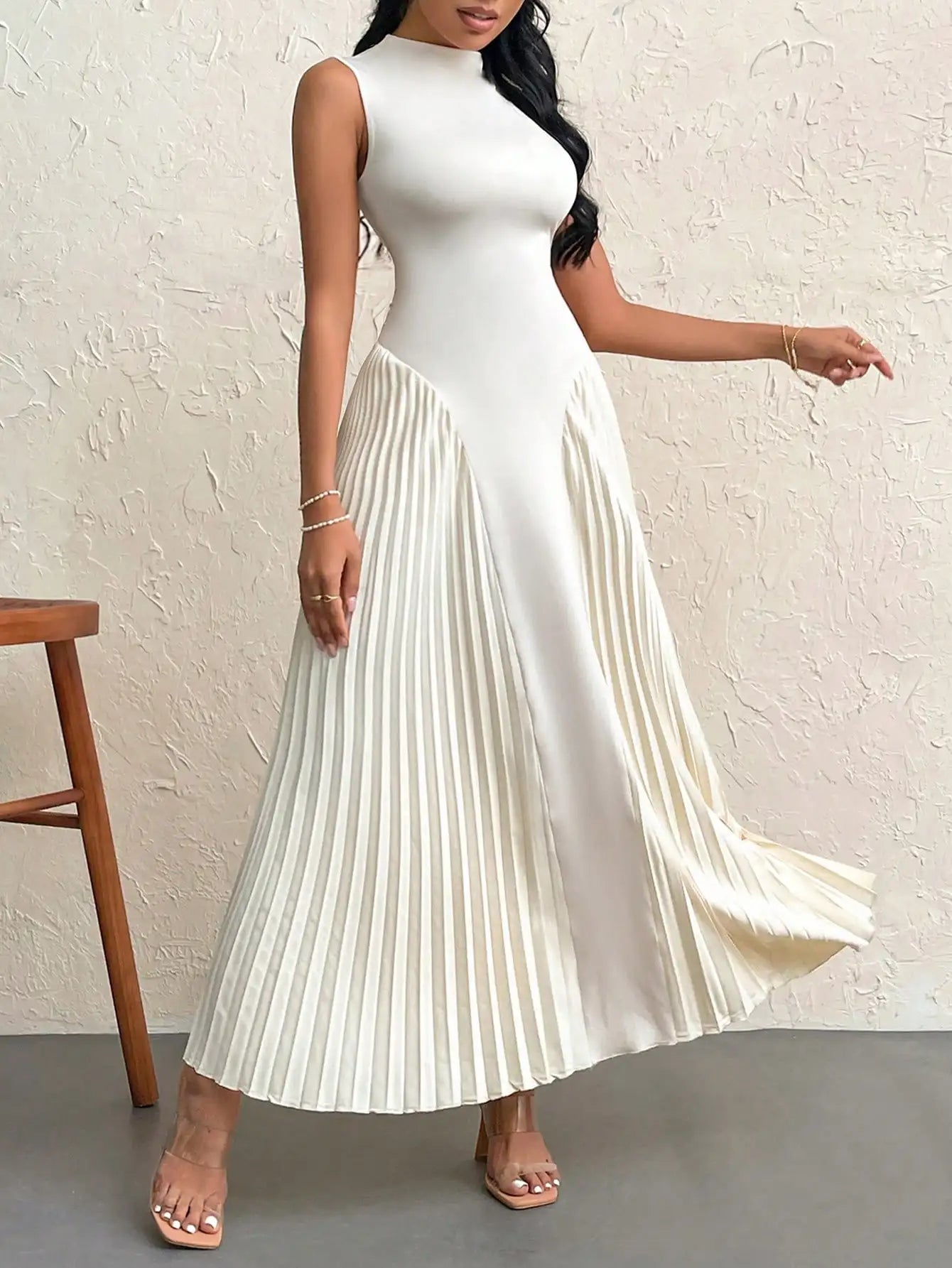 Vestido Midi Regata Plissado Modern Auren