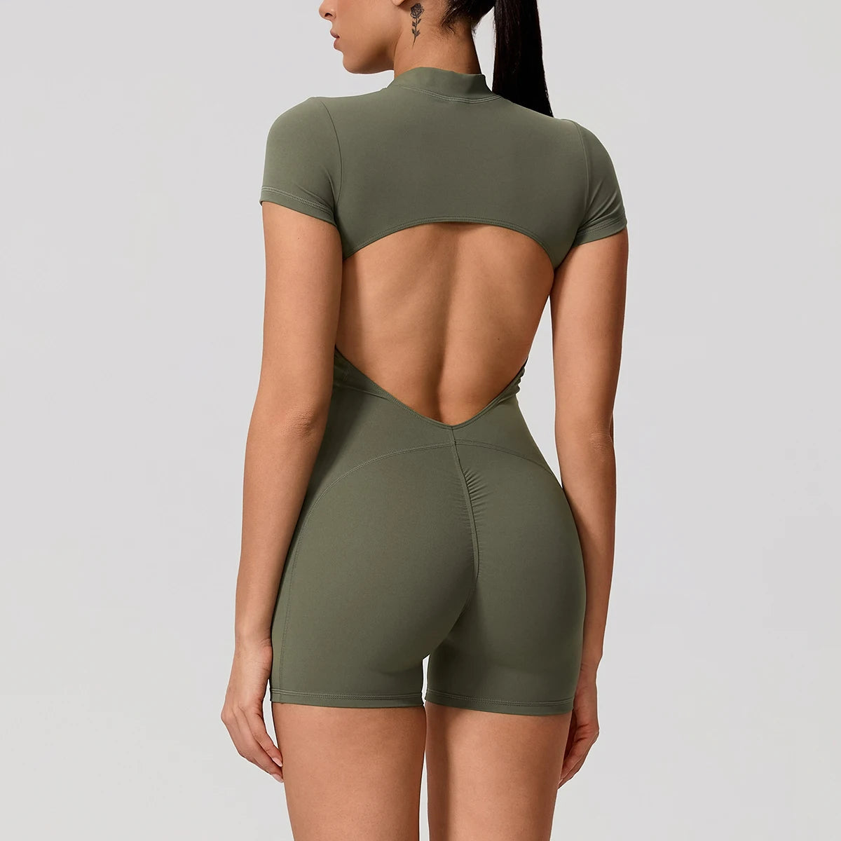 Macaquinho Esportivo Modelador Decote nas Costas Modern Waffle