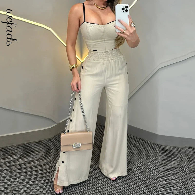 Conjunto Cropped e Calça Viscose Sarjada Modern Supreme Elegance