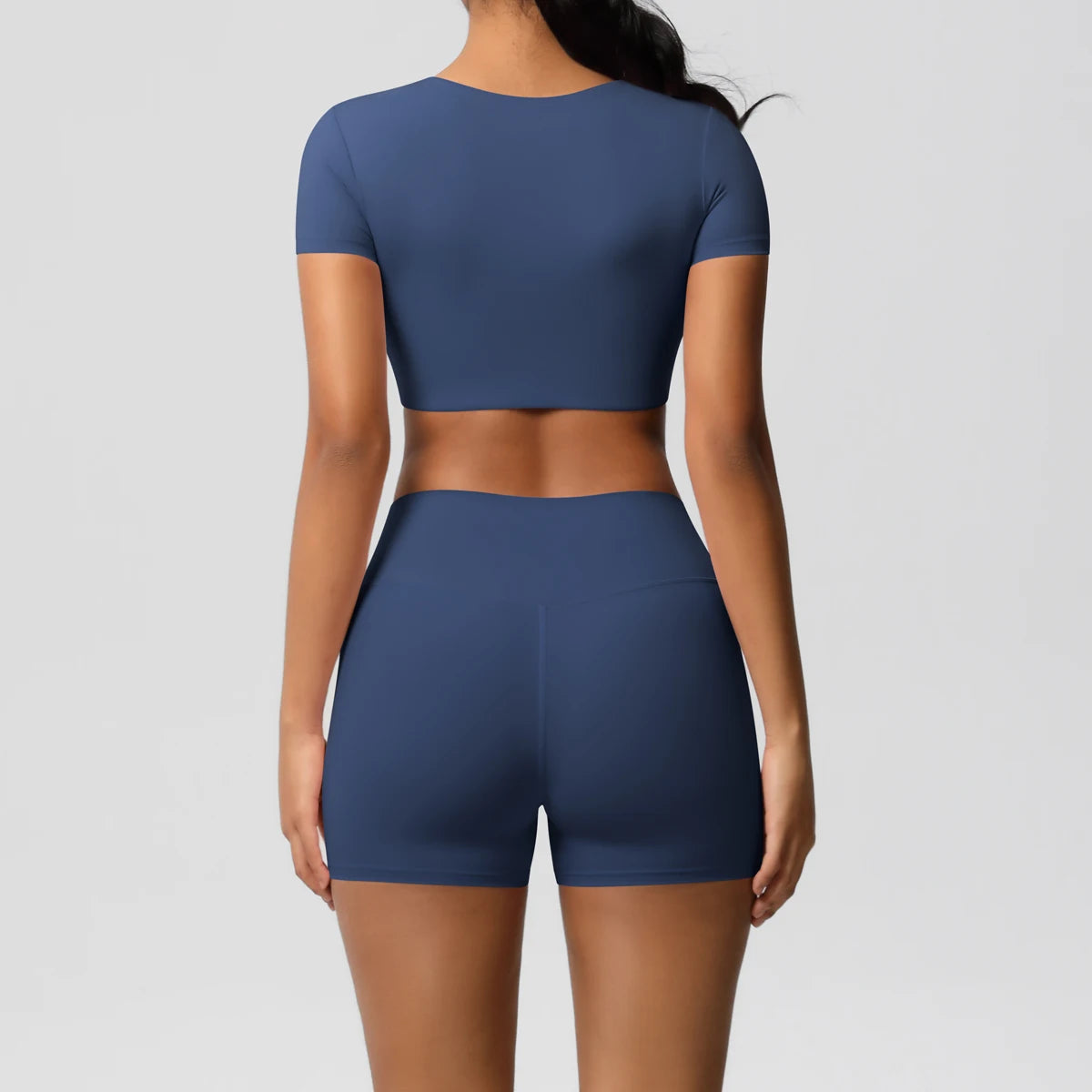Conjunto Top Meia Manga e Shorts Cós Alto Modern Basic
