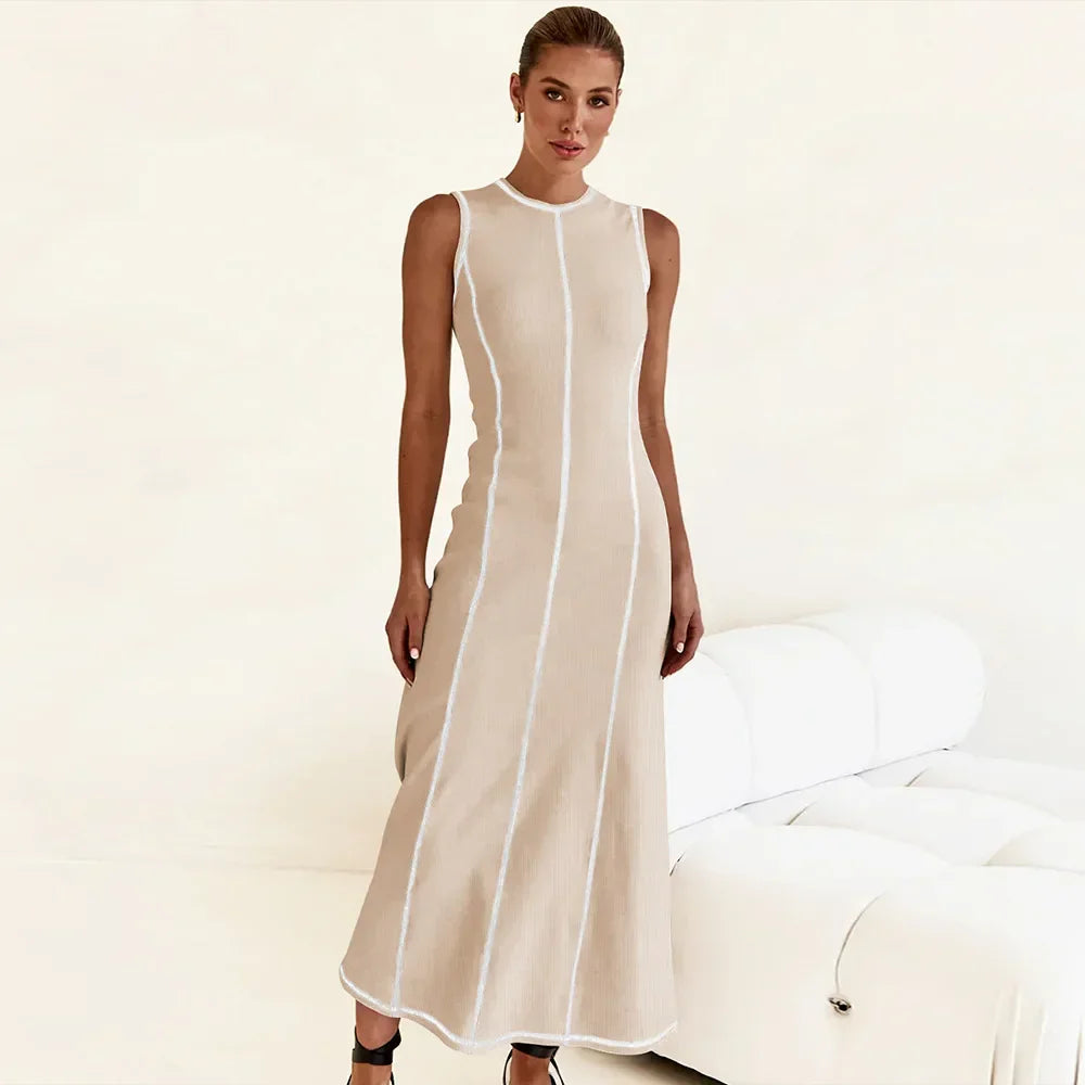 Vestido Midi de Malha Sem Mangas Modern Eleganza