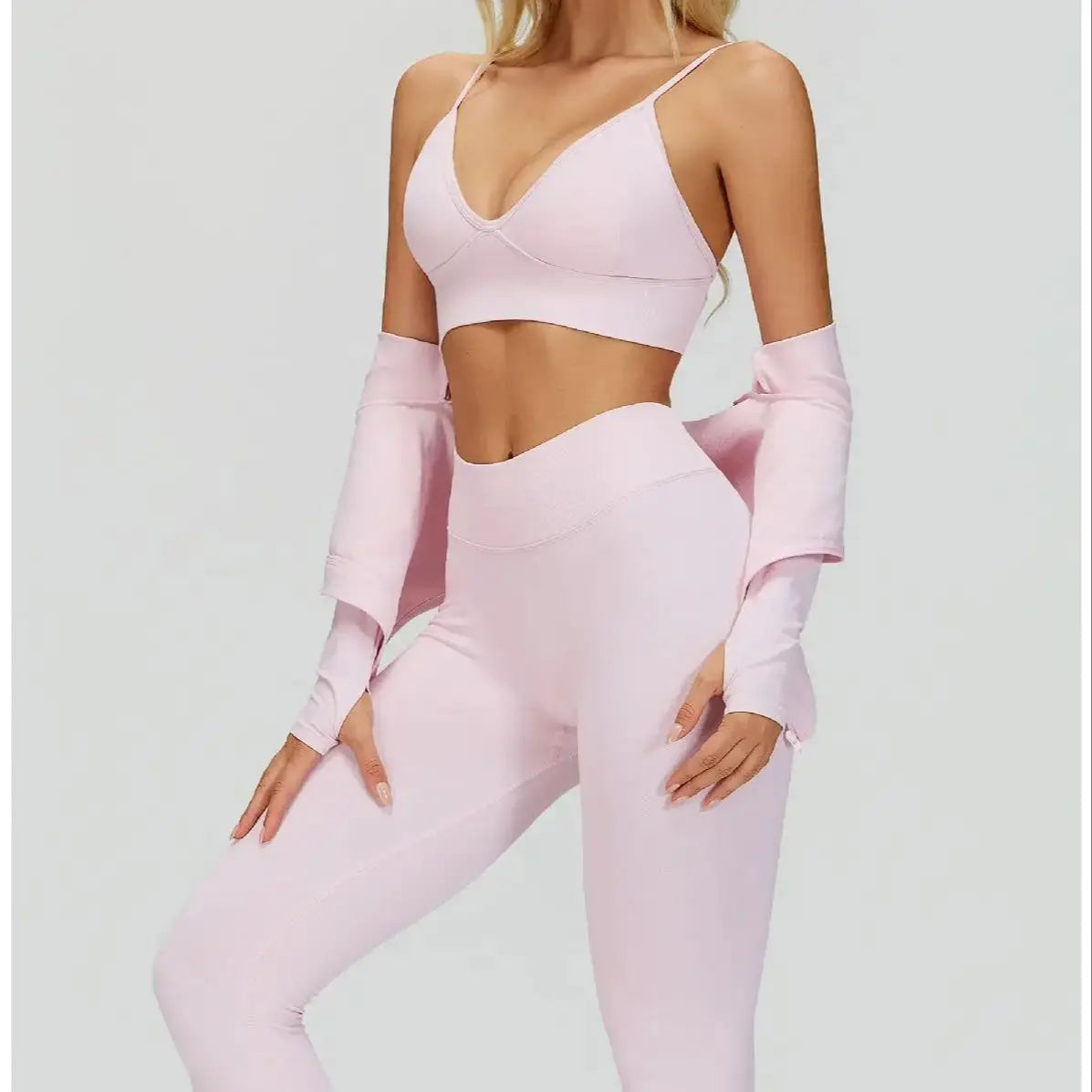 Conjunto Três Peças Top Push Up com Jaqueta e Calça Legging Modern Lace