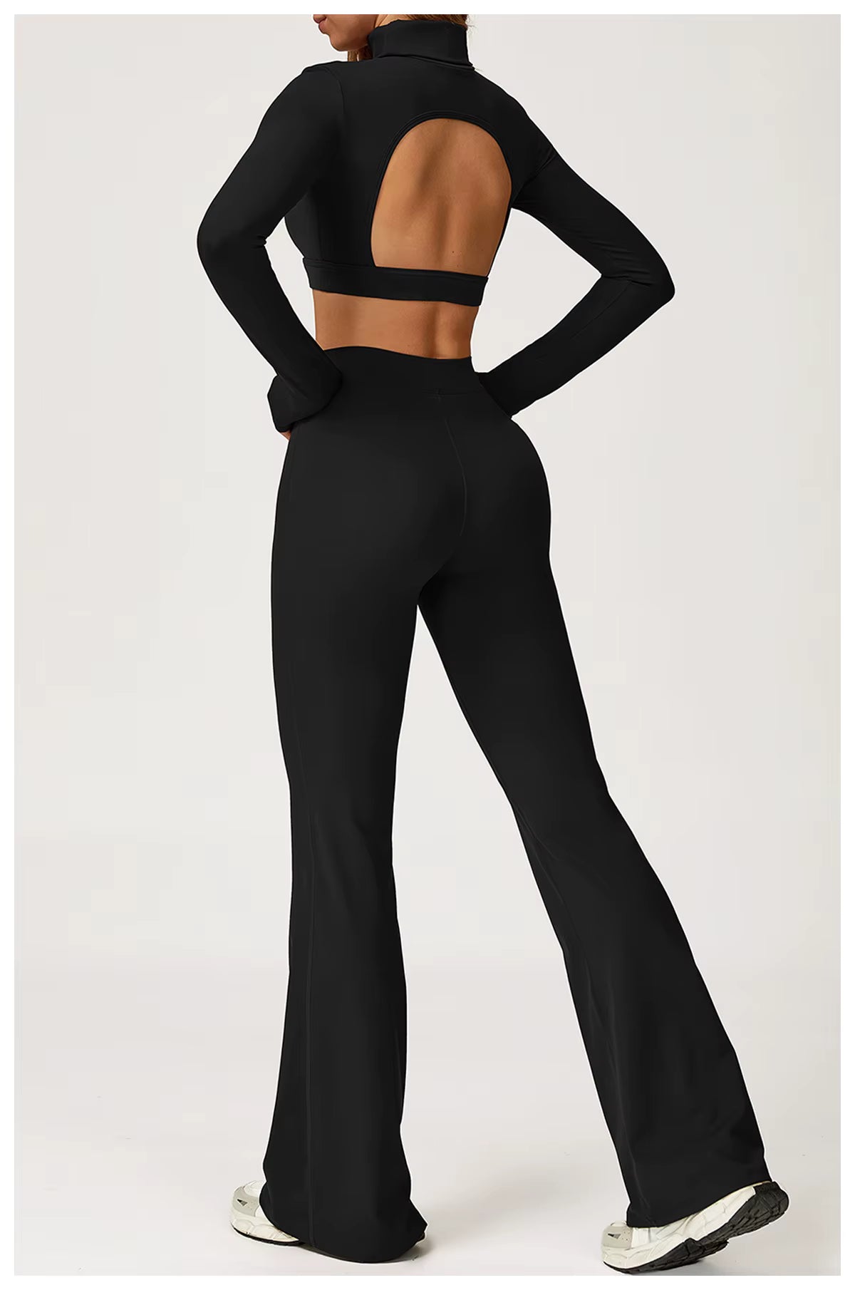 Conjunto Top Manga Longa e Calça Flare Cós Alto Modern Motion