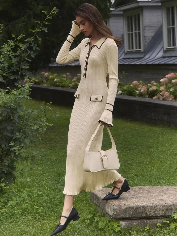 Vestido Midi Manga Longa com Botões Modern Amélie