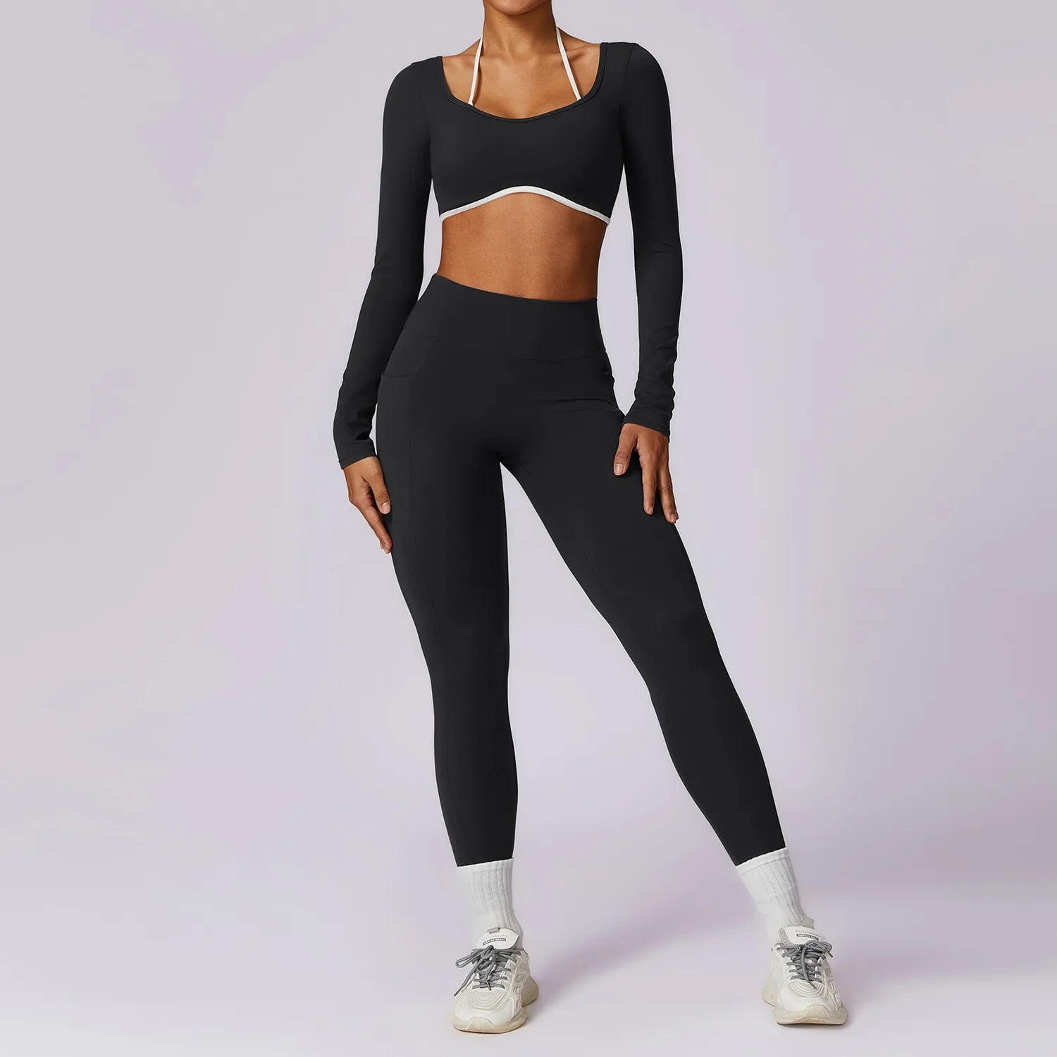 Conjunto Top Manga Longa com Legging Cós V Atrás Modern Shape