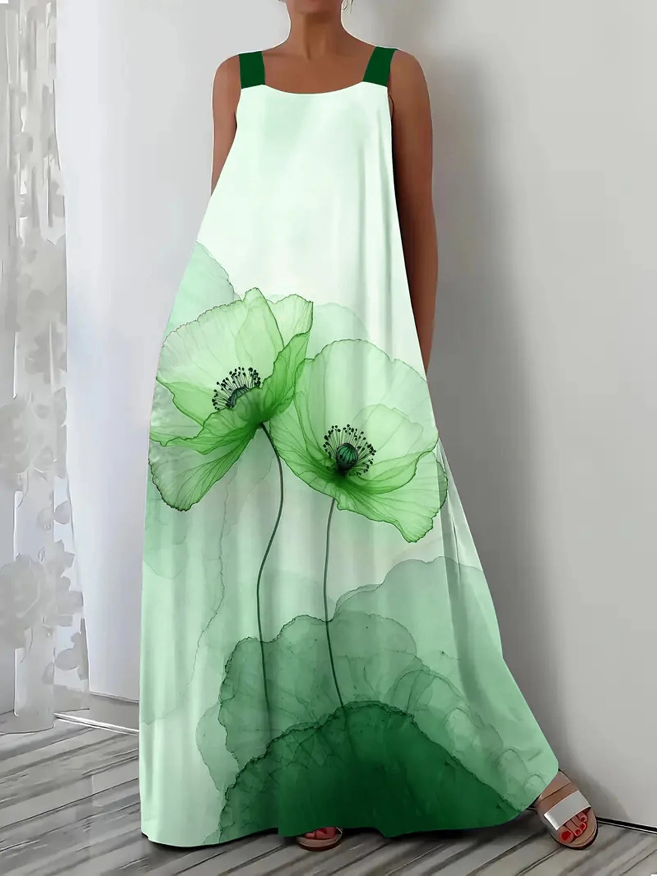 Vestido Longo Floral Plus Size Modern Ella