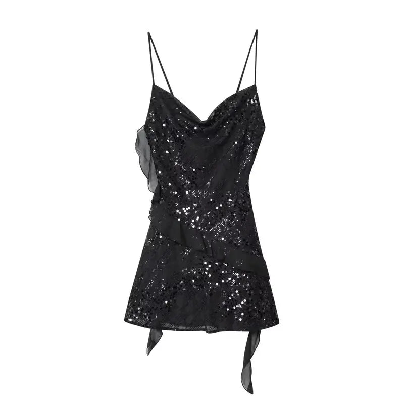 Vestido Curto de Paetê Tendência Modern Layse