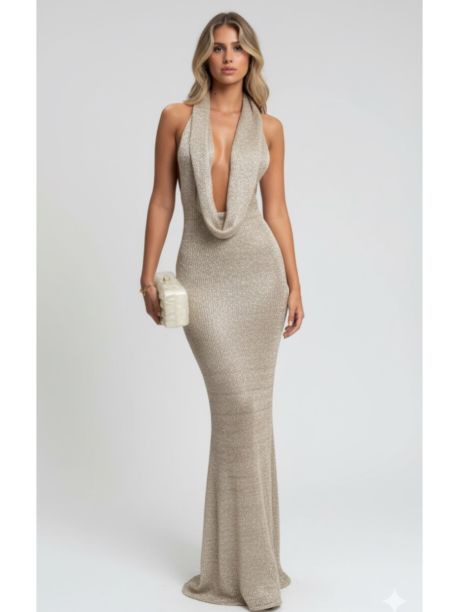 Vestido Longo com Decote Modern Agnes