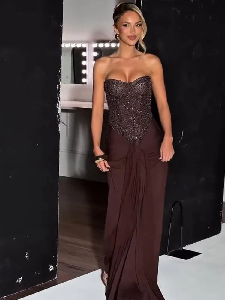 Vestido Longo Corselet de Paetê Modern Dálya