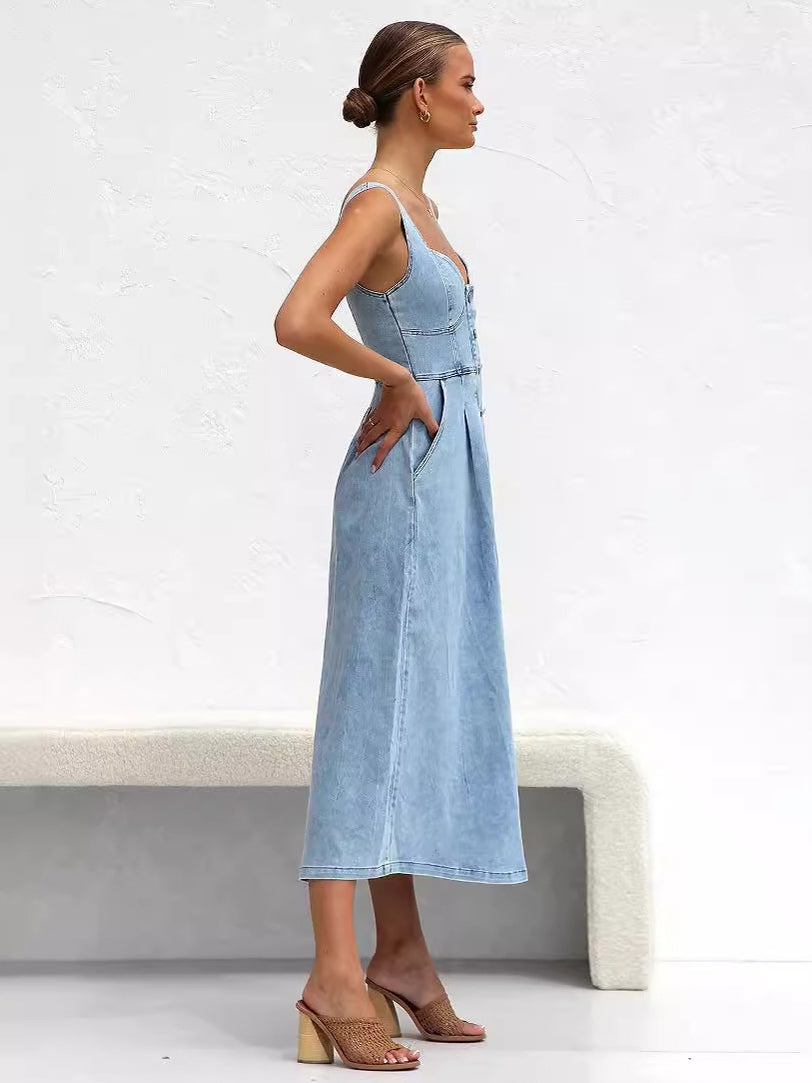 Vestido Midi Jeans Modern Gaya