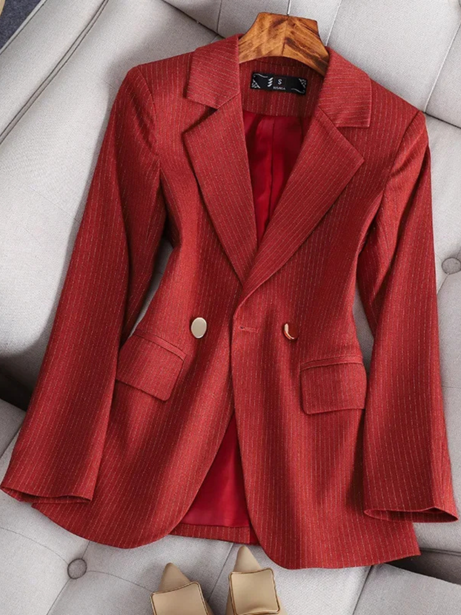 Blazer Acinturado Risca de Giz Alfaiataria Modern Adele