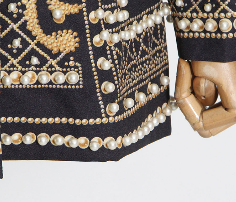 Maxi Blazer Bordado com Aplicações de Pedrarias Modern Milena