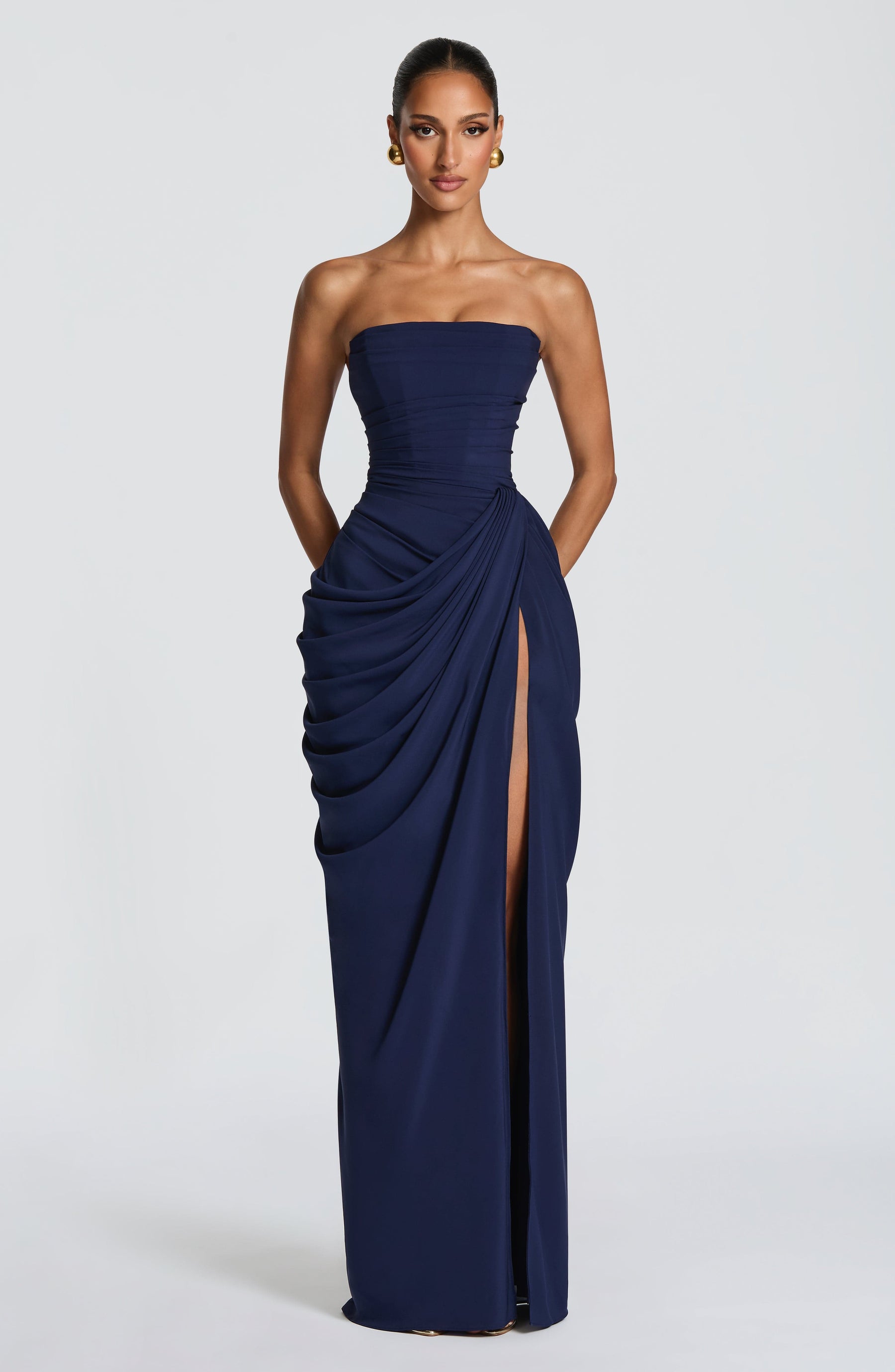 Vestido Longo sem Alças com Fenda Modern Cyra