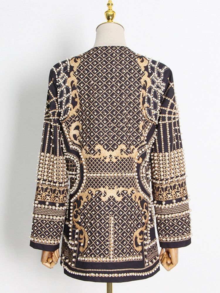 Maxi Blazer Bordado com Aplicações de Pedrarias Modern Milena