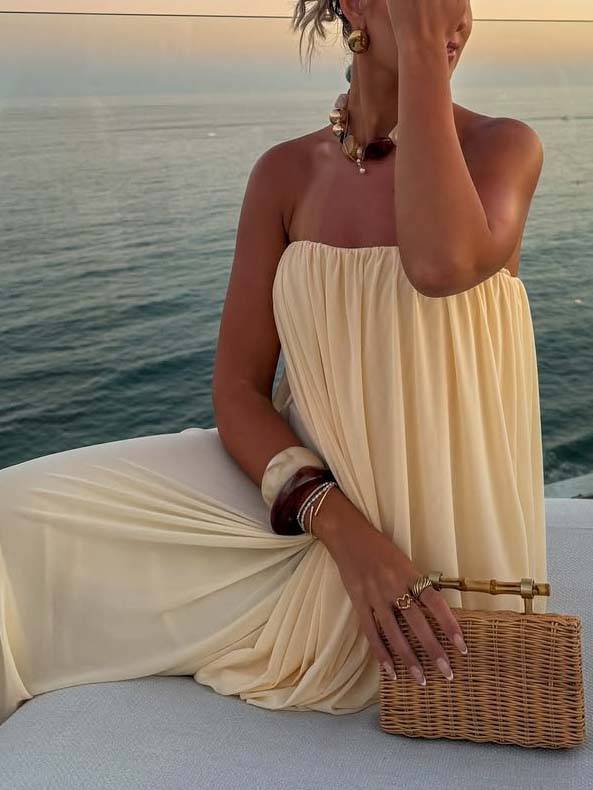 Vestido Longo Branco Sem Alças Modern Marie