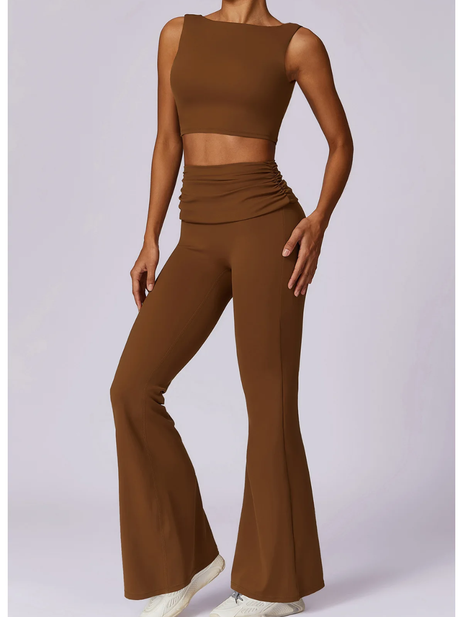 Conjunto Top e Calça Flare Cós Dobrado com Regulagem Modern Louise