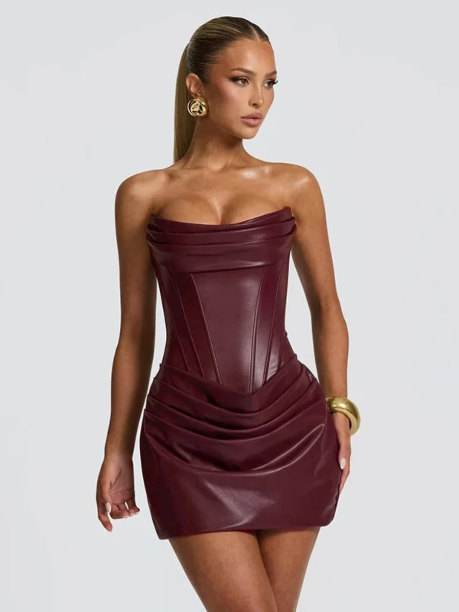 Vestido Curto em Couro Modern Margot