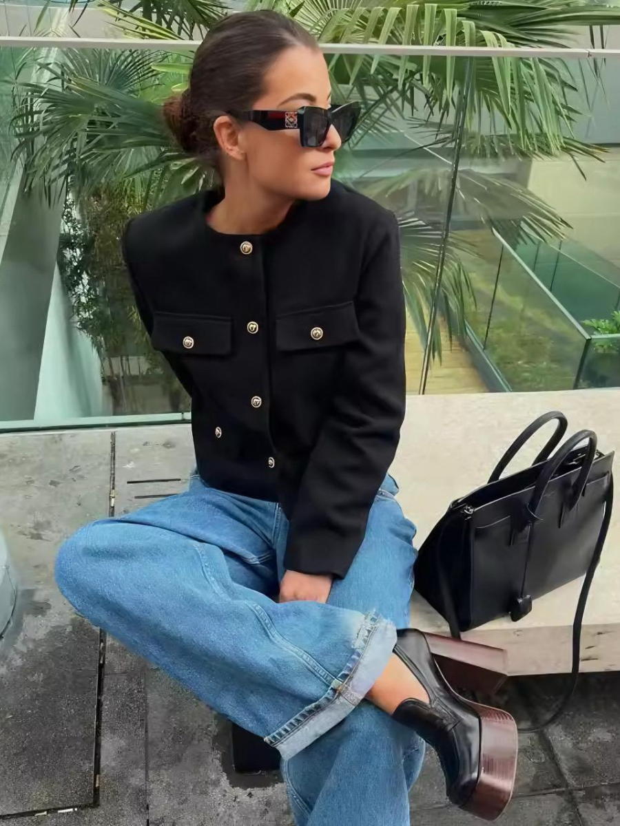 Casaco Feminino com Bolsos Modern Michele