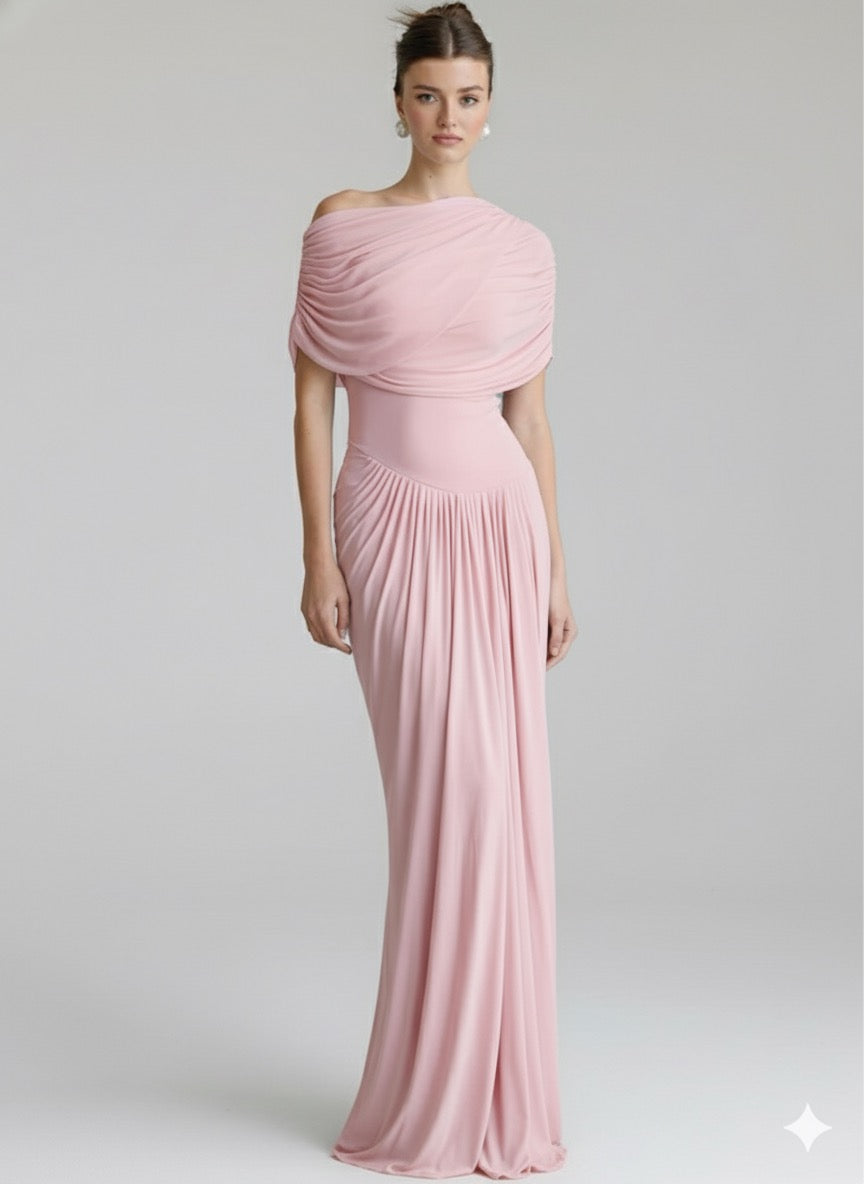 Vestido Longo Drapeado Assimétrico Modern Catherine