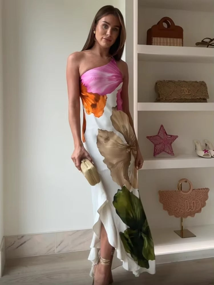 Vestido Longo Assimétrico Floral Modern Duna