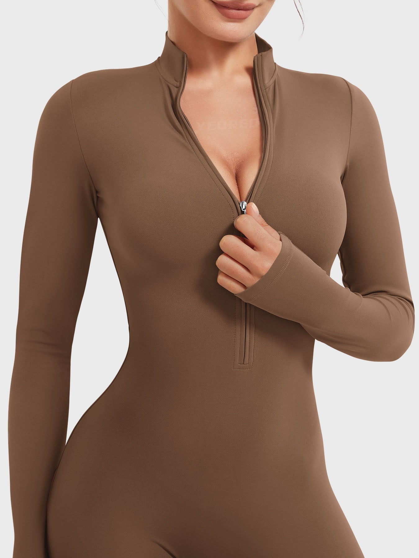 Macacão Flare de Manga Longa Com Zíper Modern Waffle Trainer