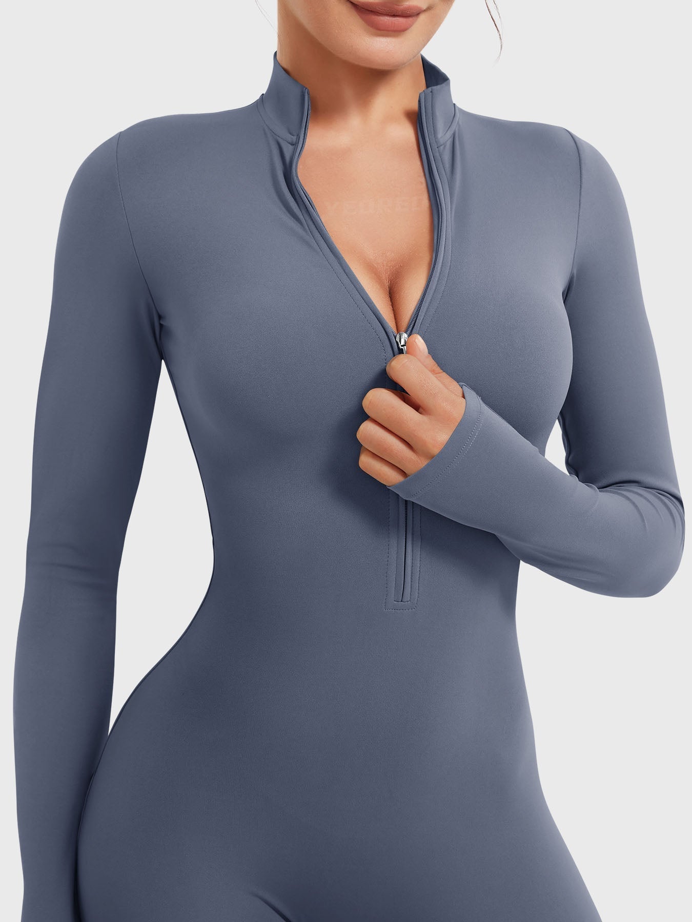 Macacão Flare de Manga Longa Com Zíper Modern Waffle Trainer