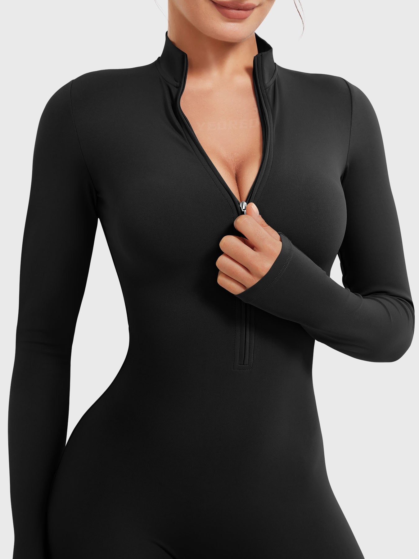 Macacão Flare de Manga Longa Com Zíper Modern Waffle Trainer