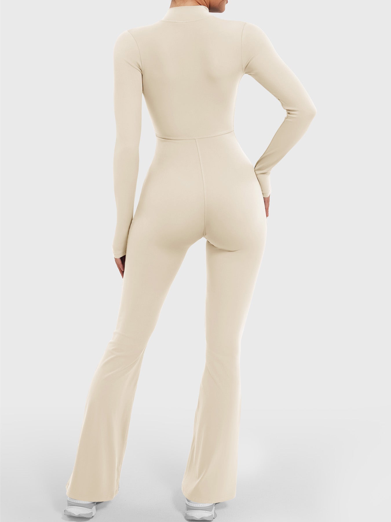 Macacão Flare de Manga Longa Com Zíper Modern Waffle Trainer